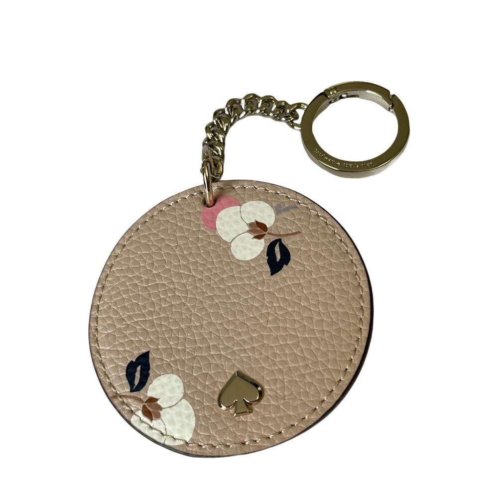 kate spade Round Floral Leather Keychain/ charm